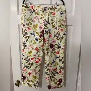 Lands End Cotton Floral Cropped Pants